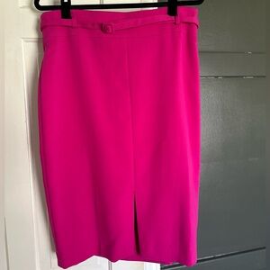 Ann Taylor High Rise Belted Midi Pencil Skirt Magenta Fuschia Size 12 New Tags